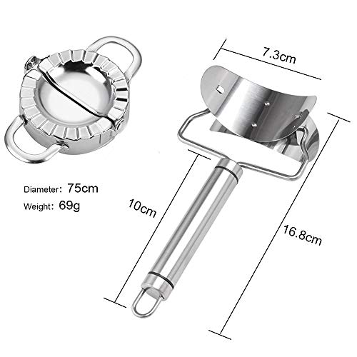 Gwolf Dumpling Maker, Molde de bola de masa de acero inoxidable y prensa de masa para cocina casera, molde de ravioles para tarta, cortador de piel de bola de masa, paquete de 2