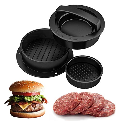 GYFHMY Prensa para Hamburguesas, 5 Piezas/Juego de moldes Redondos de plástico antiadherentes, Negro fácil de Limpiar, Hacer Hamburguesas rellenas, Utilizado en restaurantes de cocinas caseras