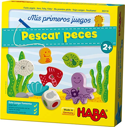 HABA Primeros Pescar Peces-ESP (303110), emocionante Pesca con Figuras Colores, Juego Educativo y Juguetes de Madera, a Partir de 2 años