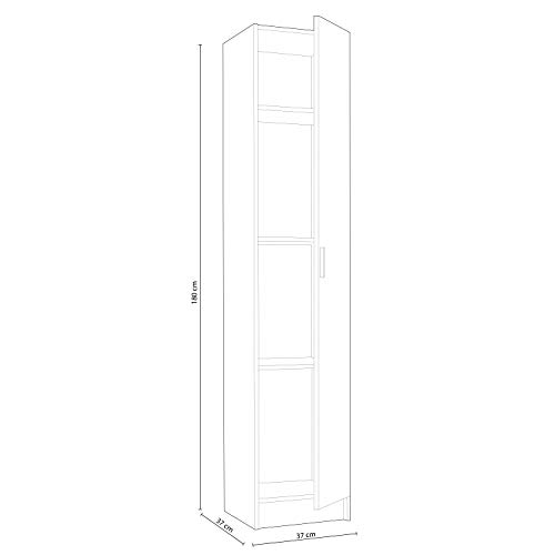 Habitdesign 007141R - Mueble Armario Multiusos 1 Puerta, Color Roble, Medidas: 37 cm (Largo) x 182 cm (Alto) x 37 cm (Fondo)