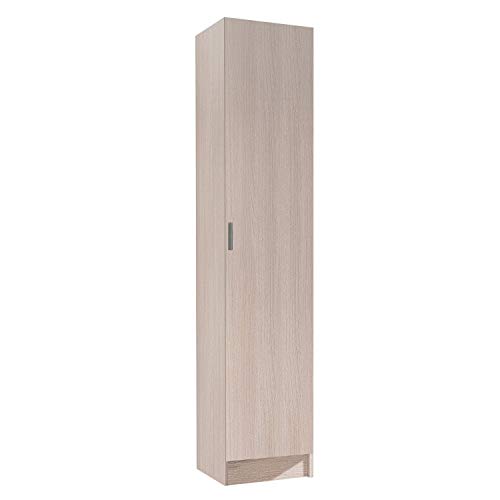 Habitdesign 007141R - Mueble Armario Multiusos 1 Puerta, Color Roble, Medidas: 37 cm (Largo) x 182 cm (Alto) x 37 cm (Fondo)