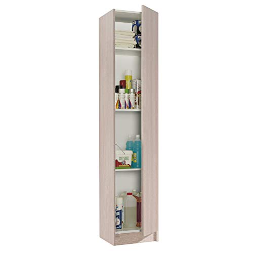 Habitdesign 007141R - Mueble Armario Multiusos 1 Puerta, Color Roble, Medidas: 37 cm (Largo) x 182 cm (Alto) x 37 cm (Fondo)