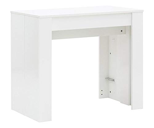 Habitdesign - Mesa de Comedor Consola Extensible, Mesa para Salon recibidor o Cocina (Blanco Brillo)