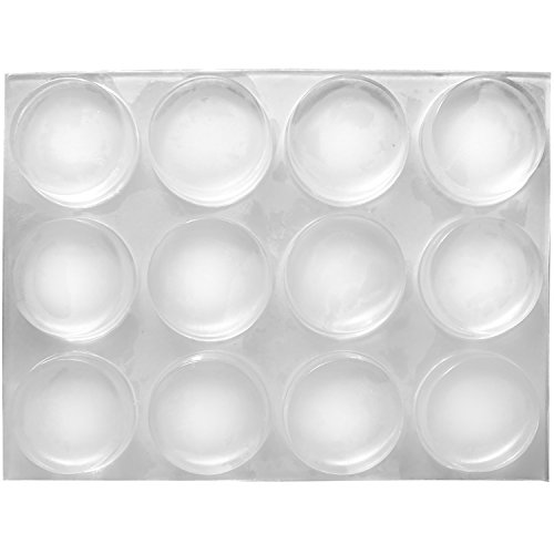 HaftPlus Topes de Goma en Silicona Transparente | Set 12 Gotas Adhesivos Parachoques | Diámetro 22mm, Espesor 4mm | Protectores Multiusos by