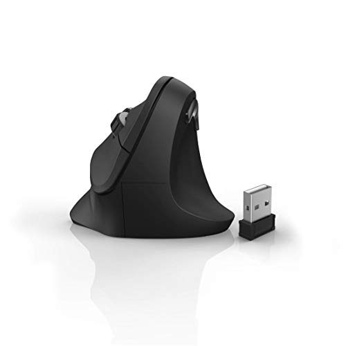 Hama Ratón ergonómico (ratón vertical inalámbrico para diestros, 3 niveles de velocidad hasta 1800 ppp, contra el codo del tenista, síndrome de RSI, mouse inalámbrico) negro