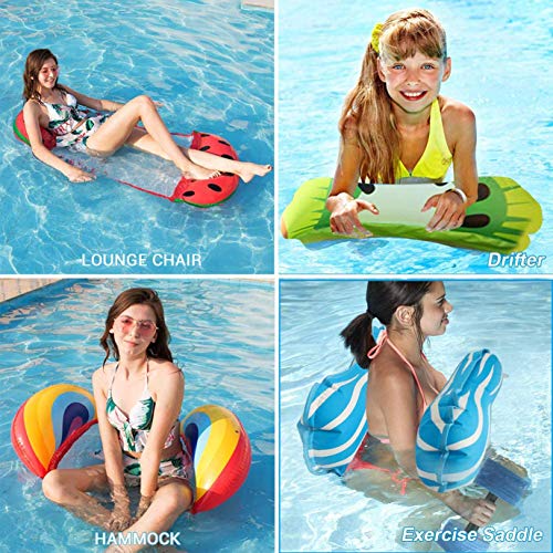 Hamaca Flotante Inflable Piscina Colchón Hinchable 4 en 1 [ Hamaca + Silla de Descanso + Drifter + Sillín de Ejercicio ] para Piscina Playa Mar - Rojo