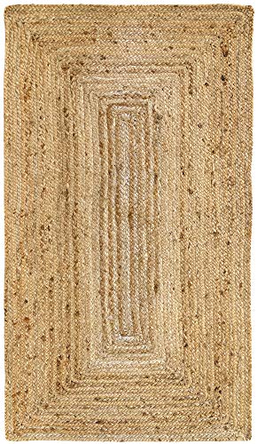 HAMID Alfombra Yute Alhambra Color Natural - Alfombra 100% Fibra de Yute (80x150cm)