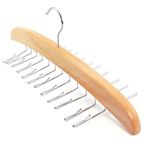 Hangerworld Percha Corbatero 24 Corbatas de Madera con Ganchos de Metal Organizador