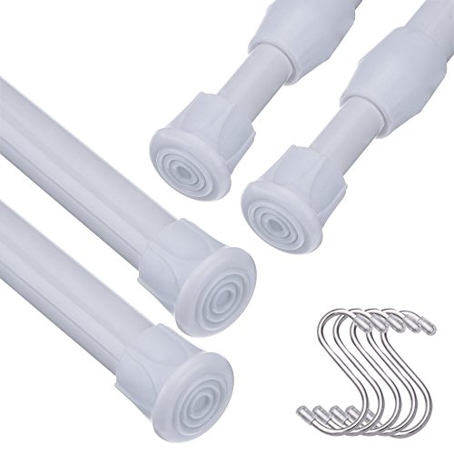 HAOYUNTE 4 Barras de Cortina Extensibles de tensión para proyectos de Bricolaje, Cocina, baño, Armario, Ventana, estantería, etc 30-50-blanco