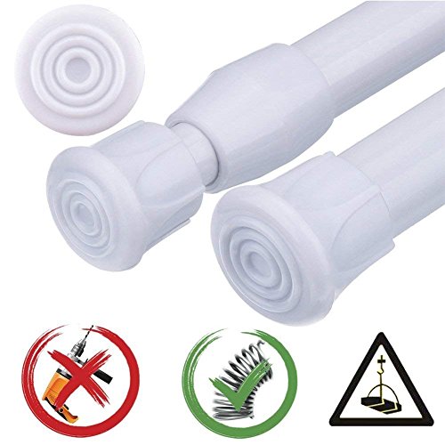 HAOYUNTE 4 Barras de Cortina Extensibles de tensión para proyectos de Bricolaje, Cocina, baño, Armario, Ventana, estantería, etc 30-50-blanco