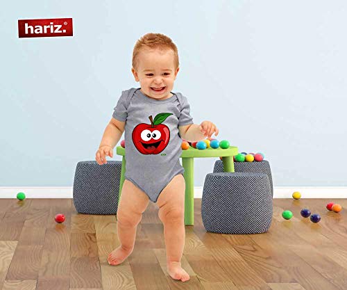 Hariz - Body de manga corta para bebé, diseño de manzana salmando y frutas, multicolor