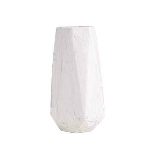 HCHLQLZ 25cm Mármol Blanco Decorativos Modernos Ceramica Jarrones de Flores para Mesa de Comedor Sala de Estar Idea Regalo para Cumpleaños Boda Navidad