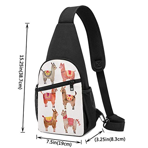 Hdadwy Alpacas Art Hombro Mochila Sling Pecho Bolso Bandolera Paquete De Cubierta Mochila