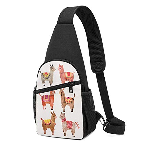 Hdadwy Alpacas Art Hombro Mochila Sling Pecho Bolso Bandolera Paquete De Cubierta Mochila