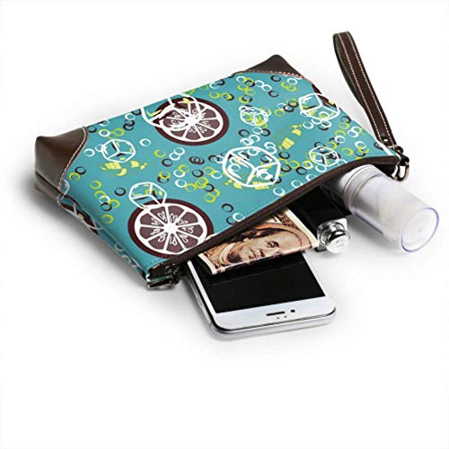 Hdadwy Bolso de mano con diseño de frutas, cubitos de hielo de limón y lima, cartera de cuero, cartera para mujer, bolso de mano para teléfono inteligente