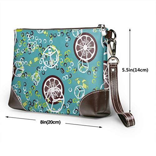 Hdadwy Bolso de mano con diseño de frutas, cubitos de hielo de limón y lima, cartera de cuero, cartera para mujer, bolso de mano para teléfono inteligente