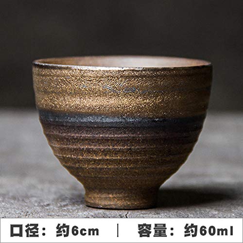 HDOUBR Taza de té de gres hecho a mano Taza de té antigua japonesa Juego de té de leña de cerámica de kung fu Té de Pu'er taza individual con olor taza estilo 1 (capacidad: aproximadamente 60 ml)