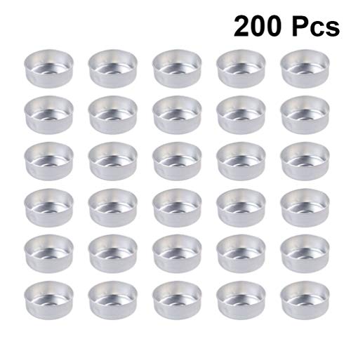 Healifty 200Pcs Tazas de Luz de Té de Lata Redonda Caja Vacía Velas de Cera Contenedores Modelo de Molde de Vela Velas de Cera DIY Accesorios de Candelita