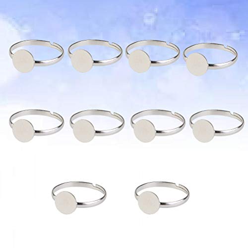 HEALLILY - Base de Anillos Ajustable de Plata para creación de Joyas, 10 Unidades