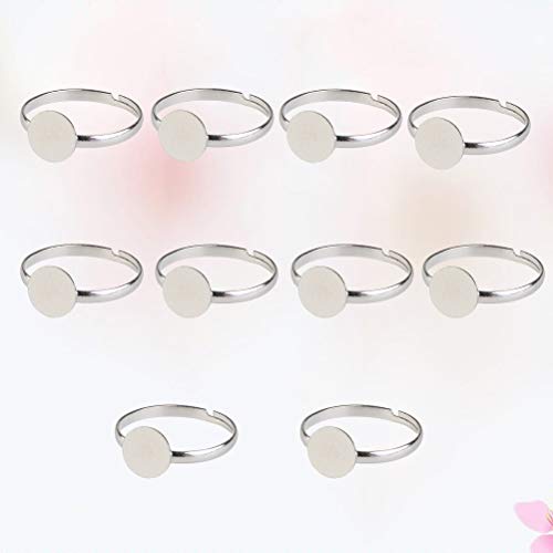 HEALLILY - Base de Anillos Ajustable de Plata para creación de Joyas, 10 Unidades