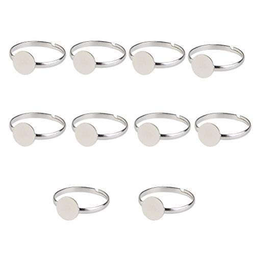 HEALLILY - Base de Anillos Ajustable de Plata para creación de Joyas, 10 Unidades