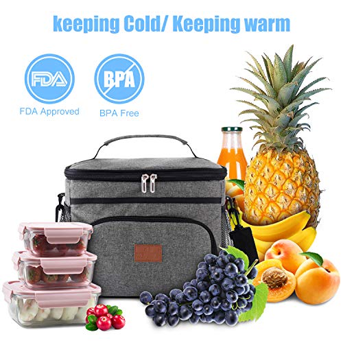 HebyTinco 15L Térmica Bolsa Portatil Almuerzo Hermética Bolsa Térmica Plegable Bolso Nevera Térmica Tela Bolsas para Llevar Comida Nevera Almuerzo Adulto Niños Trabajo Oficina Playa Viaje (light gray)