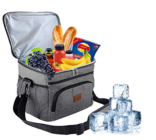 HebyTinco 15L Térmica Bolsa Portatil Almuerzo Hermética Bolsa Térmica Plegable Bolso Nevera Térmica Tela Bolsas para Llevar Comida Nevera Almuerzo Adulto Niños Trabajo Oficina Playa Viaje (light gray)