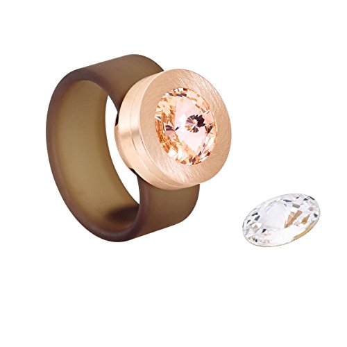 Heideman Anillos Mujer de Acero Inoxidable Color Oro Rosa Mate Anillo Mujer con Swarovski Piedra Rosa