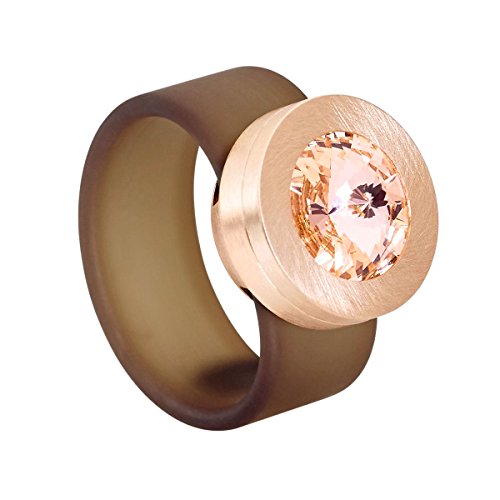 Heideman Anillos Mujer de Acero Inoxidable Color Oro Rosa Mate Anillo Mujer con Swarovski Piedra Rosa