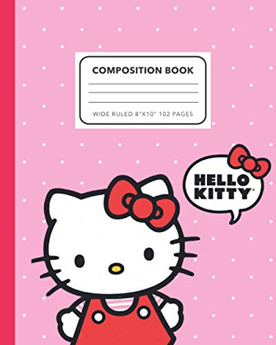 Hello Kitty Composition Book: Practice Notebook for Students, Teacher, Children | Large Wide ruled | for Kids, Middle, High School Students, Teachers, Homeschooling | Online Distance Learning | 8x10"