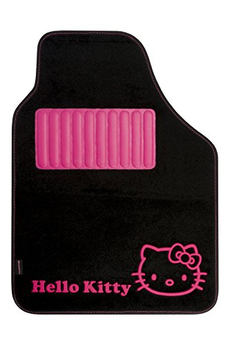 Hello Kitty KIT3013 Juego Alfombras moqueta de Coche talonera Dibujo de Minnie Mouse Disney Universales, Negro/Rosa