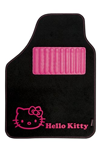 Hello Kitty KIT3013 Juego Alfombras moqueta de Coche talonera Dibujo de Minnie Mouse Disney Universales, Negro/Rosa