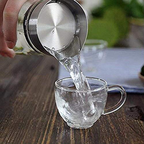 Hellohouse Teapots - Jarra clásica de jarra de agua de 1,5 l con tapa de acero inoxidable, jarra de cristal de borosilicato para infusionar agua, leche, zumo, té helado, limonada y bebidas brillantes.