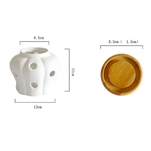 Hemoton 1 unid cerámica redonda jengibre ajo tarros de almacenamiento tarros contenedores con tapas de bambú para sellar jengibre ajo