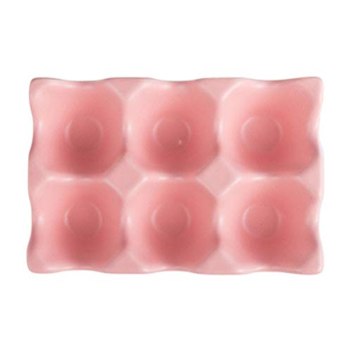 Hemoton 6 bandejas de huevo de cerámica antideslizantes huevera caja refrigerador a prueba de golpes Huevo almacenamiento para el hogar cocina restaurante (negro) 14.5x9.5x3.2cm rosa