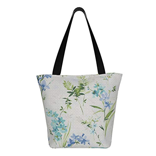Henrietta - Bolsas de viaje plegables y reutilizables, de lona con flores, color azul