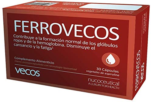 Hierro con ácido fólico y tecnología liposomial de alta biodisponibilidad para proteger de la irritación intestinal – Vitaminas A, B6, B12 y C para una mayor absorción –Aptas para Veganos– 30 cápsulas