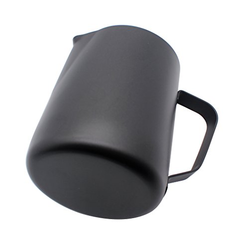 Hillento café espresso jarro de leche, leche en polvo de acero macchiato capuchino latte arte para preparar tazas de jarra de acero inoxidable 20 oz/600ml, negro