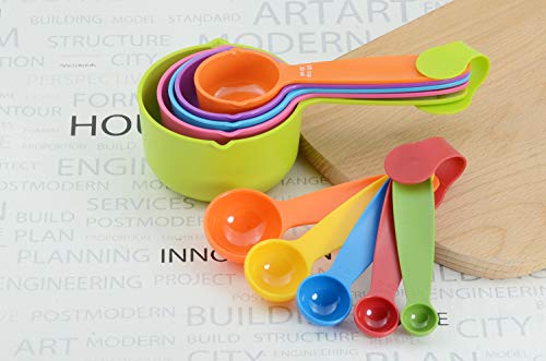 HINMAY - Juego de 10 tazas y cucharas medidoras (colores aleatorios)