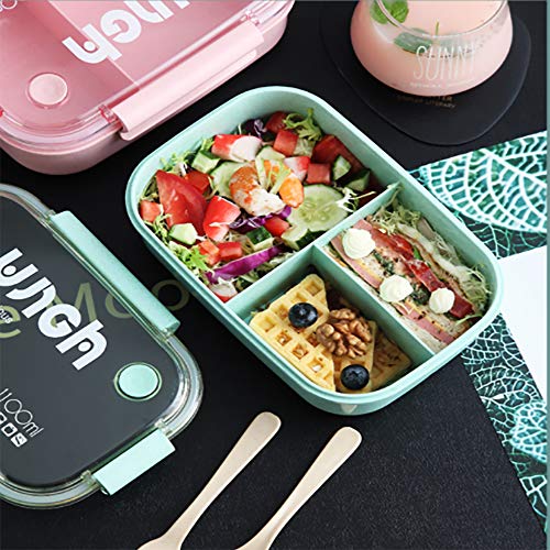 HIQE-FL Fiambrera Niños Ecologico,Caja de Bento con Compartimentos,Bento Box para Niños,Caja de Almuerzo para Niños,Fiambreras Bento,Compartimentos Fiambrera