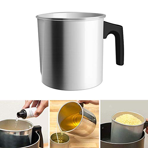 HITECHLIFE Olla para hacer velas, Olla para fundir cera de 1.2L con mango resistente al calor, Jarra para hacer velas de construcción de aluminio, Suministros para hacer velas