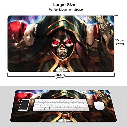 HJJL Alfombrilla de ratón Extra Large Mouse Pad -Ainz Ooal Gown Overlord Wiki Desk Mousepad - 15.8x29.5in (3mm Thick)- XL Protective Keyboard Desk Mouse Mat for Computer/Laptop