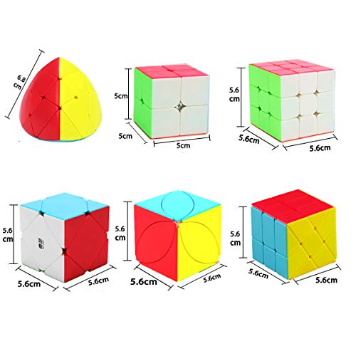 HJXDtech 12 Paquete Speed Cube Set con Bolsa de Especial y Tipos de Cubo Mágico Profesional WCA Competition 2x2 3x3 4x4 5x5 Pyraminx Megaminx Skewb SQ1 etc. Cube Puzzle Toys (Stickerless)