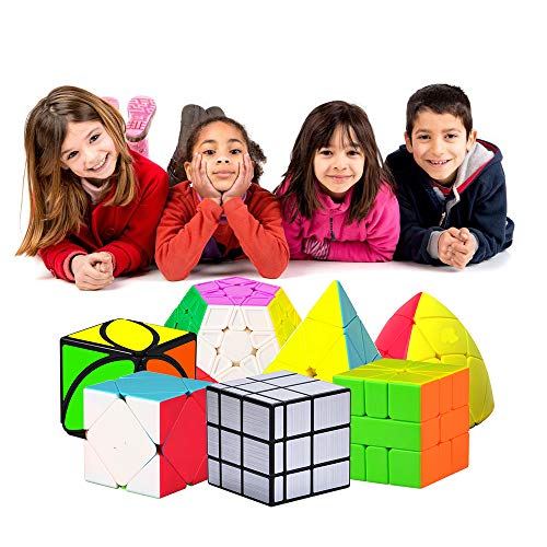 HJXDtech 12 Paquete Speed Cube Set con Bolsa de Especial y Tipos de Cubo Mágico Profesional WCA Competition 2x2 3x3 4x4 5x5 Pyraminx Megaminx Skewb SQ1 etc. Cube Puzzle Toys (Stickerless)