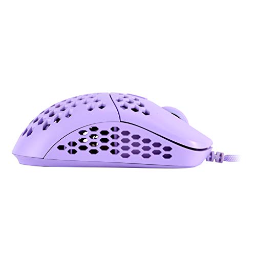 HK Gaming Mira S Ultra ligero Honeycomb Shell WiredRGB Gaming Mouse – hasta 12 000 cpi | 6 botones – 61 g solo (Mira-S, lavanda)