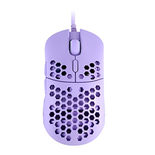 HK Gaming Mira S Ultra ligero Honeycomb Shell WiredRGB Gaming Mouse – hasta 12 000 cpi | 6 botones – 61 g solo (Mira-S, lavanda)