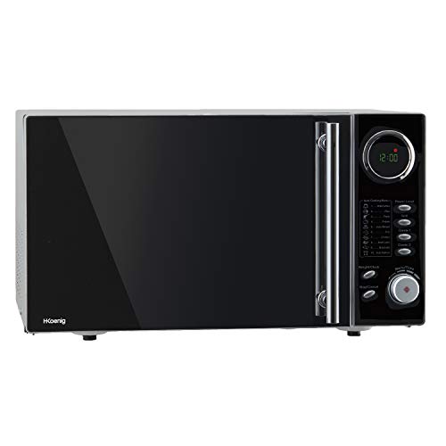 H.Koenig VIO9 Microondas 900 W 1000W, 25 litros, Temporizador hasta 95 min, Pantalla LED, 5 Niveles de Potencia de Calentado, Modo Grill y Descongelador, plástico, Metal, Acero