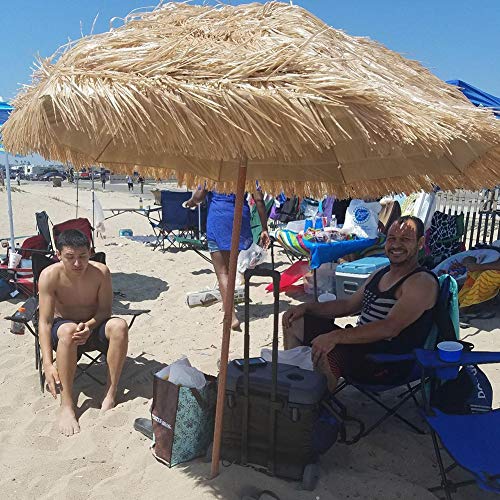 HLMBQ Ø 200 cm Sombrilla Playa antiviento,Parasol para Playas Fiestas Decoraciones Restaurante Cafetería balcón,Mecanismo de Inclinación Plegable