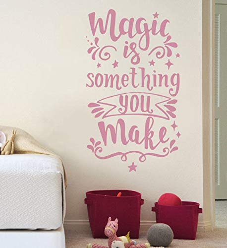 HNXDP Magic is Something You Make Wall Sticker Quotes Inspire Home Decor Decal Art Kids Bedroom Text Mural Nursery Wall Decals 56cmX97cm