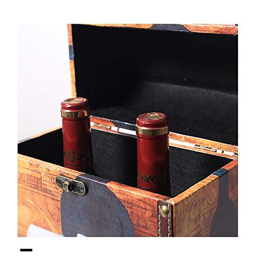 HO-TBO Caja de Regalo de Botella de Vino, Caja de Madera 2 Estilo de la Botella de la Vendimia Dimensiones aproximadas de 21 x 12 x 36cm Idea for Almacenamiento decoración Multicolor Opcional para Vi